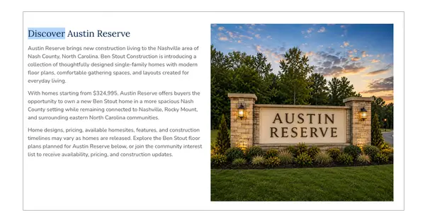 Austin Reserve Drive Lot 92 Nashville, Nc 27856,