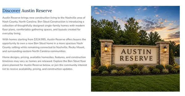 Austin Reserve Drive Lot 92 Nashville #Bailey A, Nc 27856,