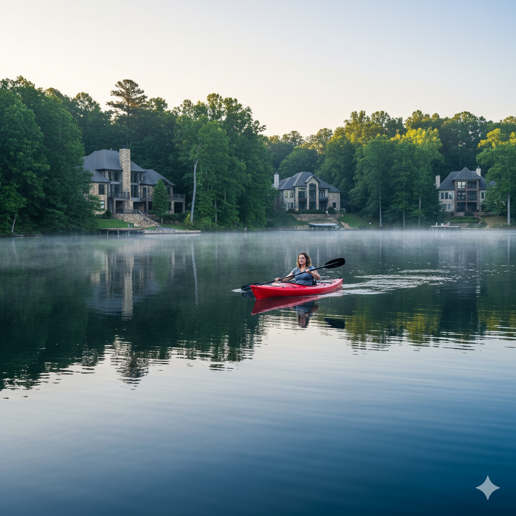 Peaceful morning kayaking on Lake Davidson surrounded by nature
