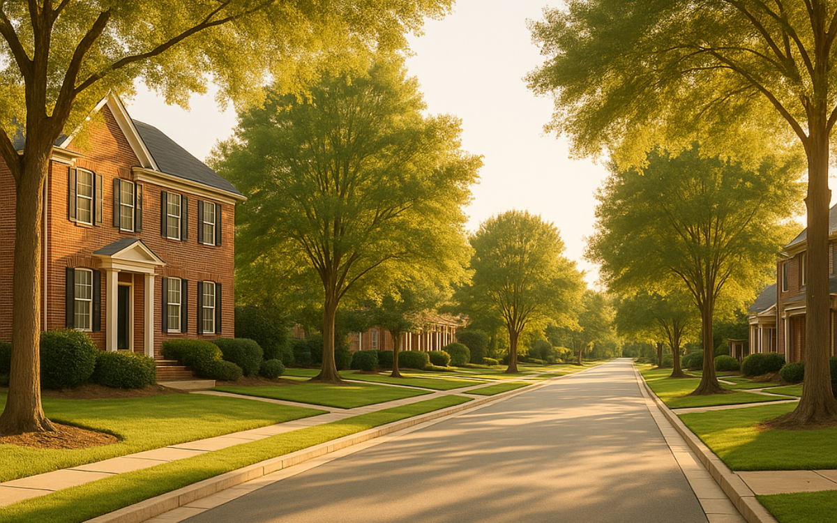 quiet suburban street in Lake Norman Town
