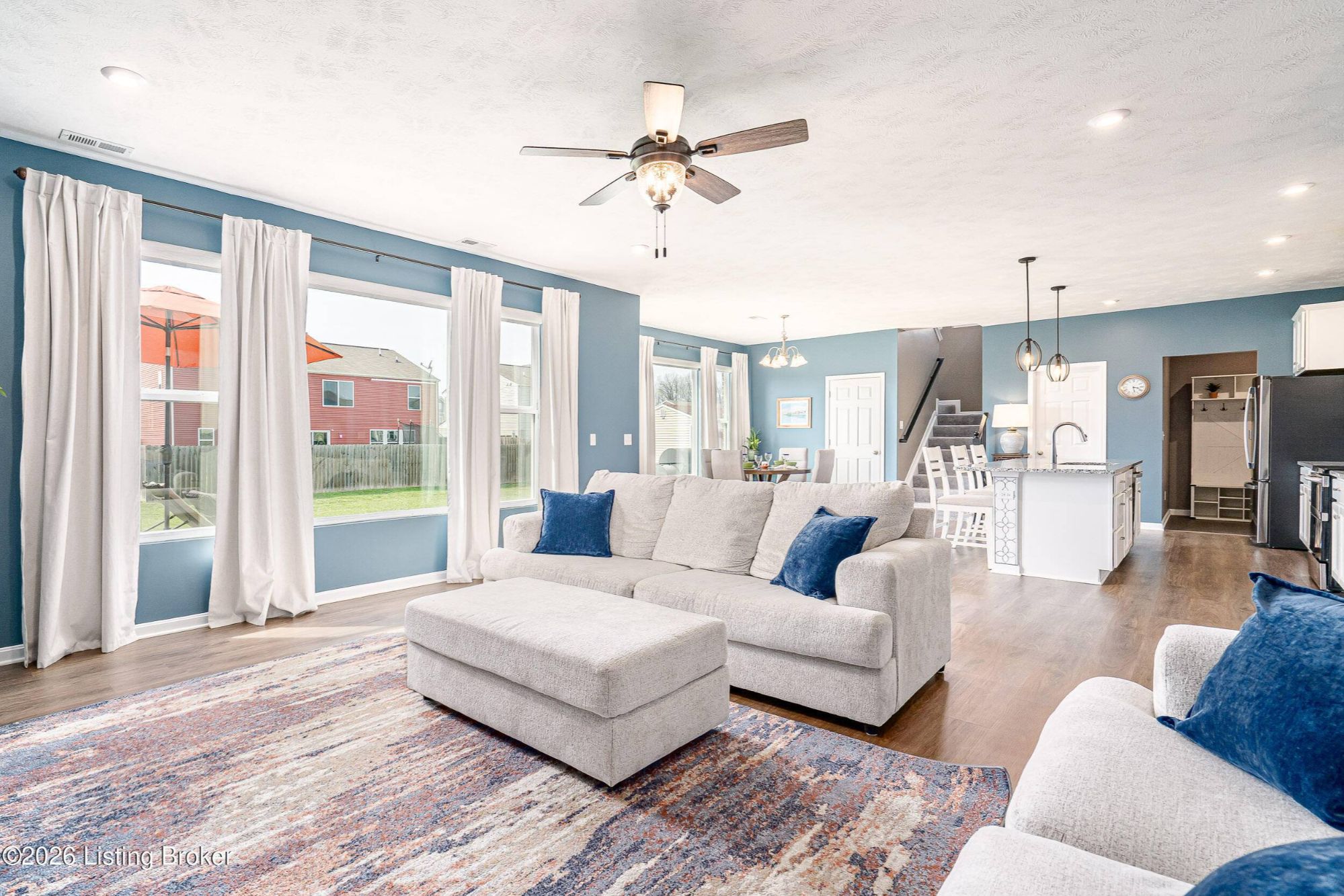 Open concept living room in Shepherdsville KY home