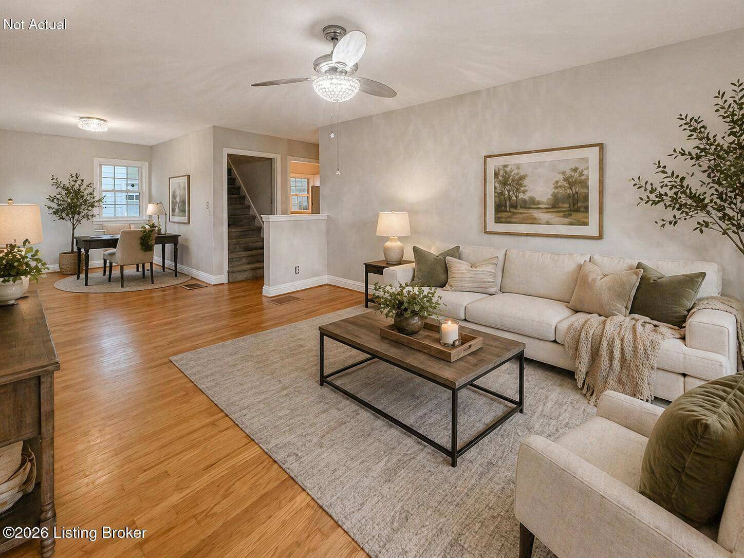 Living room with natural light in Louisville starter home