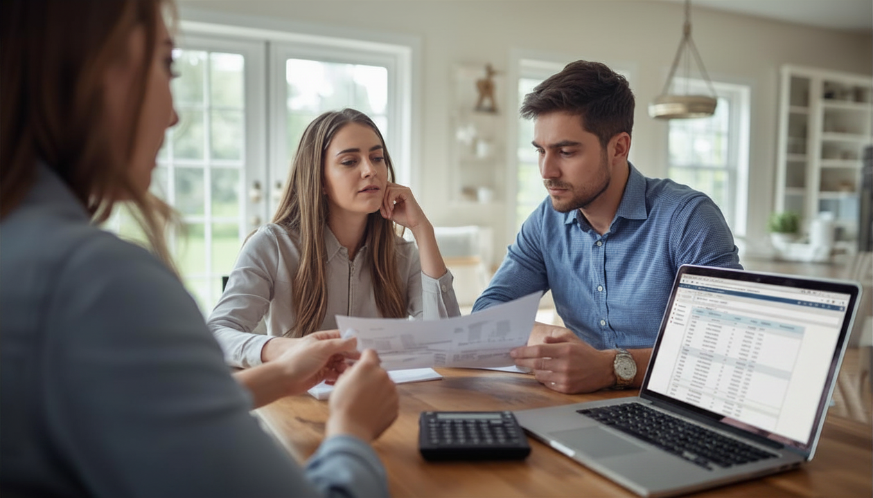 first time home buyer mistakes Mount Washington KY buyers reviewing mortgage paperwork and home buying process