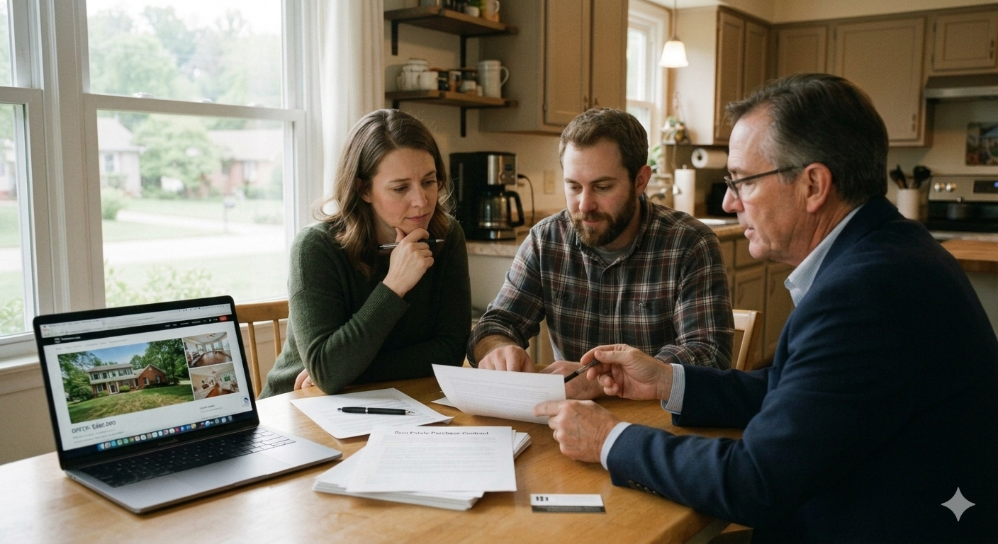 negotiating room when buying a home in Mount Washington KY buyer reviewing offer strategy
