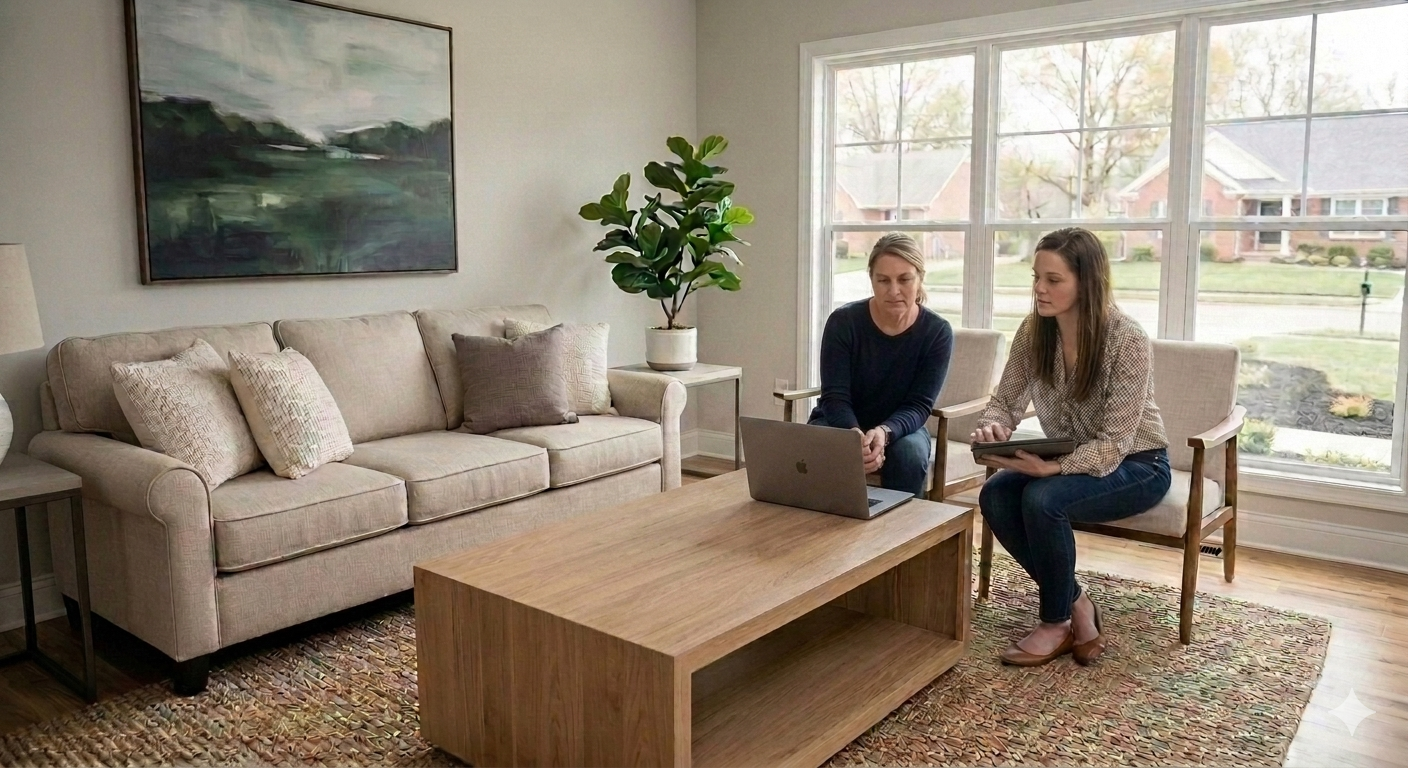 home staging Mount Washington KY staged living room preparing home for sale