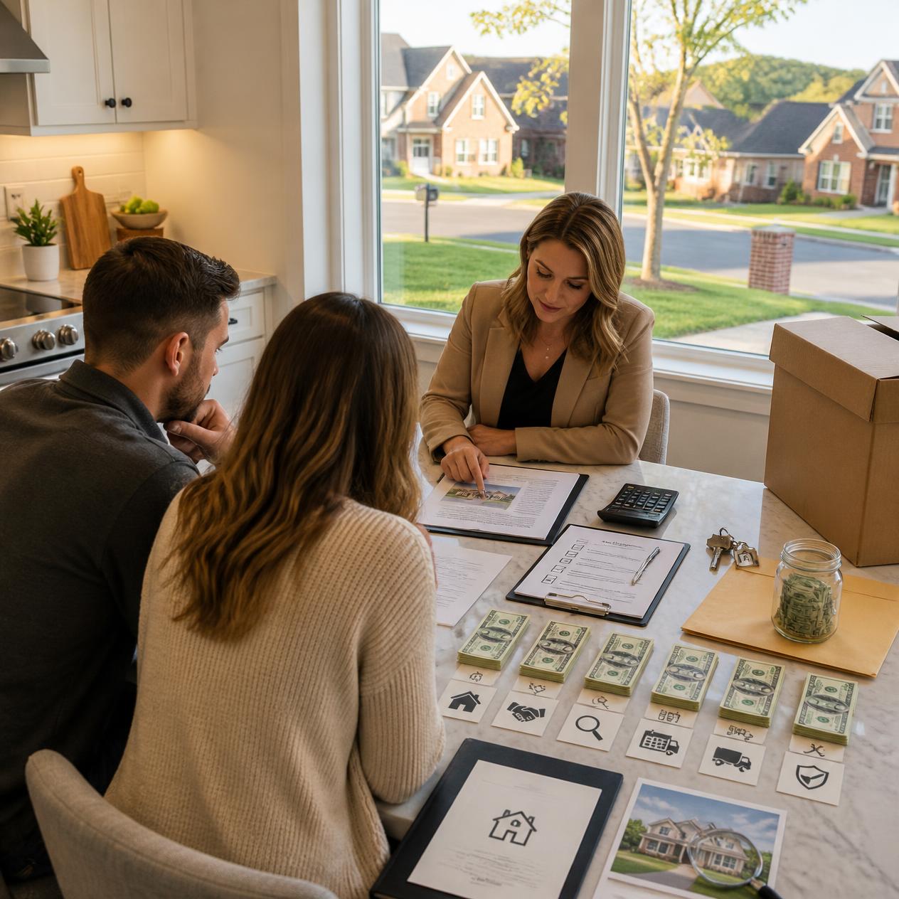 Cash needed to buy a home in Mount Washington KY with buyers reviewing their down payment and closing cost budget