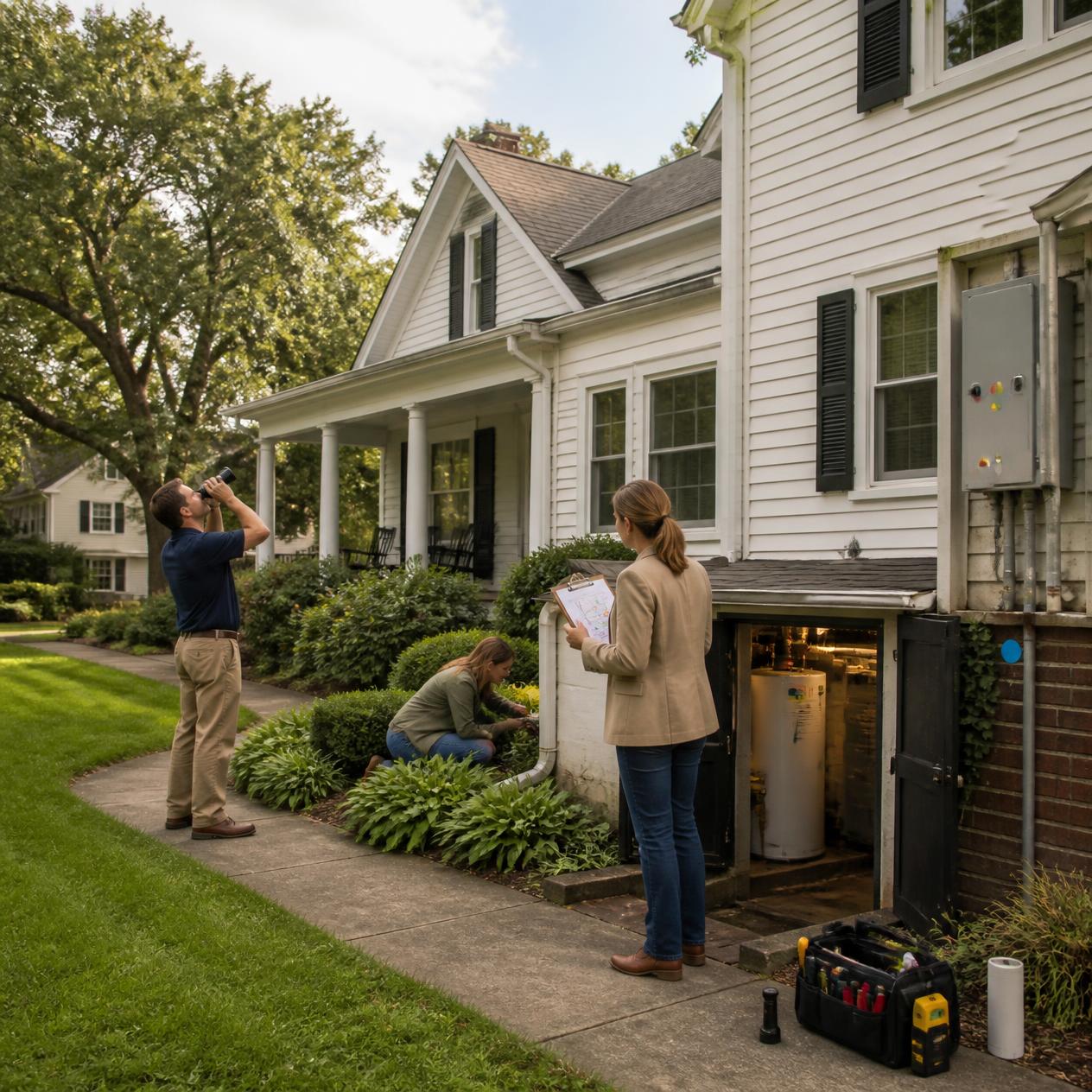 Buyers evaluating an older home in Mount Washington KY before purchasing