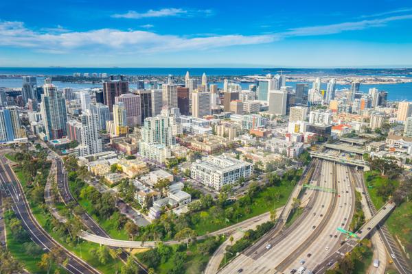 Aerial view of downtown San Diego