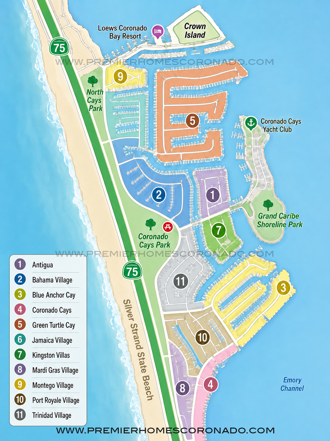 Coronado Cays Neighboor Community Map