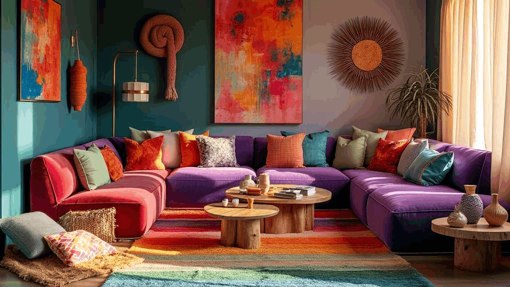 Colorful, eclectic living room