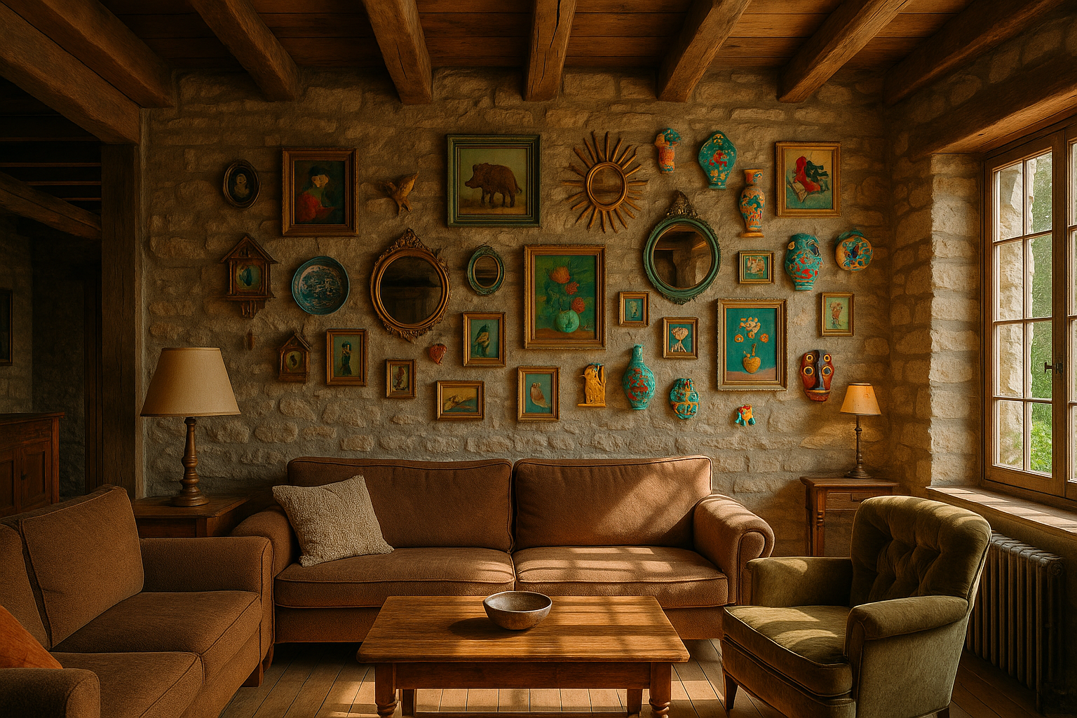 Stylish, eclectic, inviting living room. 