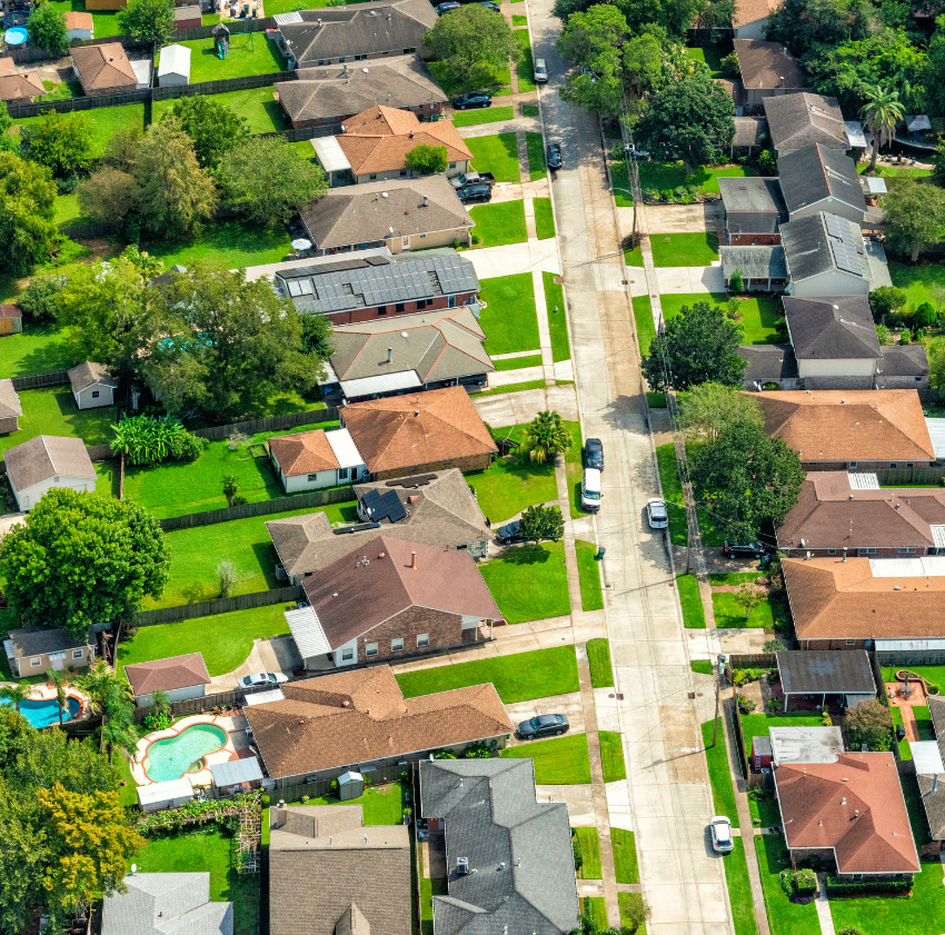 Tree-lined street in Metairie, Louisiana
