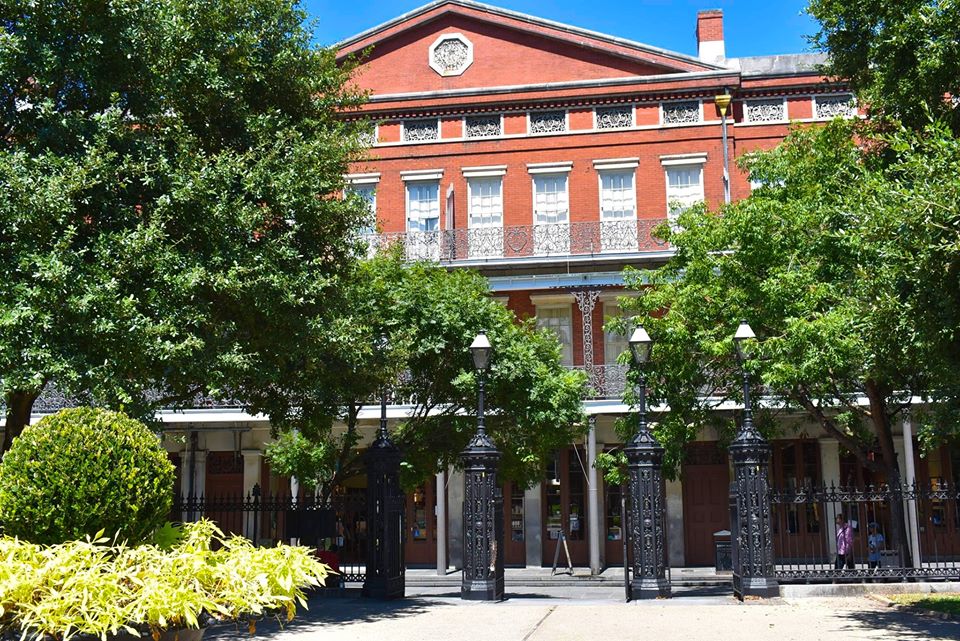 Historic red brick building in the French Quarter