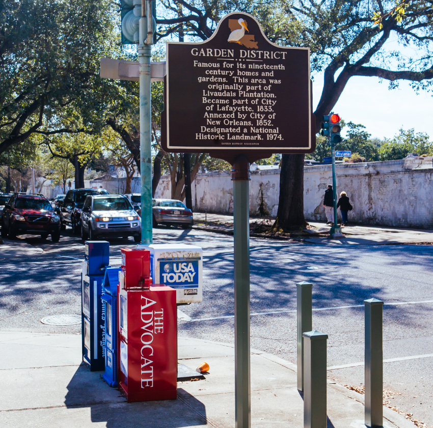 Oak-lined street in the Garden District