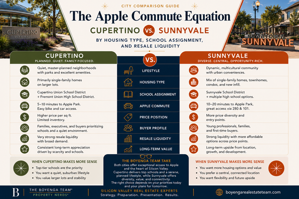 The Apple Commute Equation: Cupertino vs. Sunnyvale by Housing Type, School Assignment, and Resale Liquidity,Eric & Janelle Boyenga