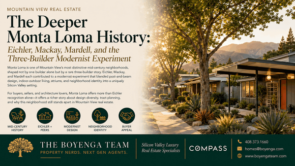 The Deeper Monta Loma History: Eichler, Mackay, Mardell, and the Three-Builder Modernist Experiment,Eric & Janelle Boyenga