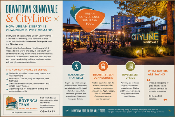 Downtown Sunnyvale and CityLine: How Urban Energy Is Changing Buyer Demand,Eric & Janelle Boyenga