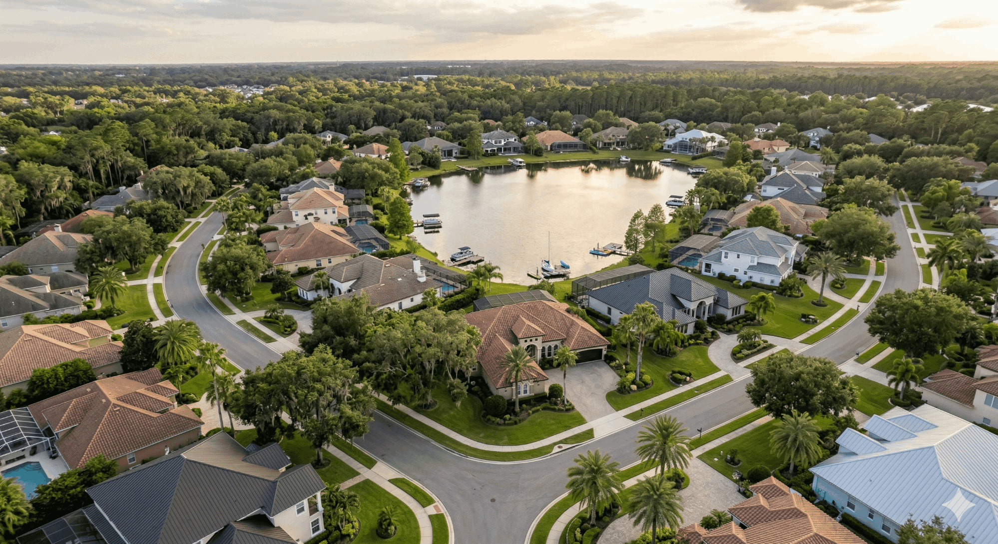 Aerial view of a luxury Orlando neighborhood