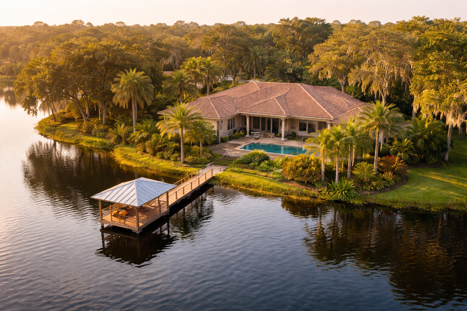 Well-staged luxury home interior in Winter Park Florida showing open living room with natural light and neutral modern furnishings