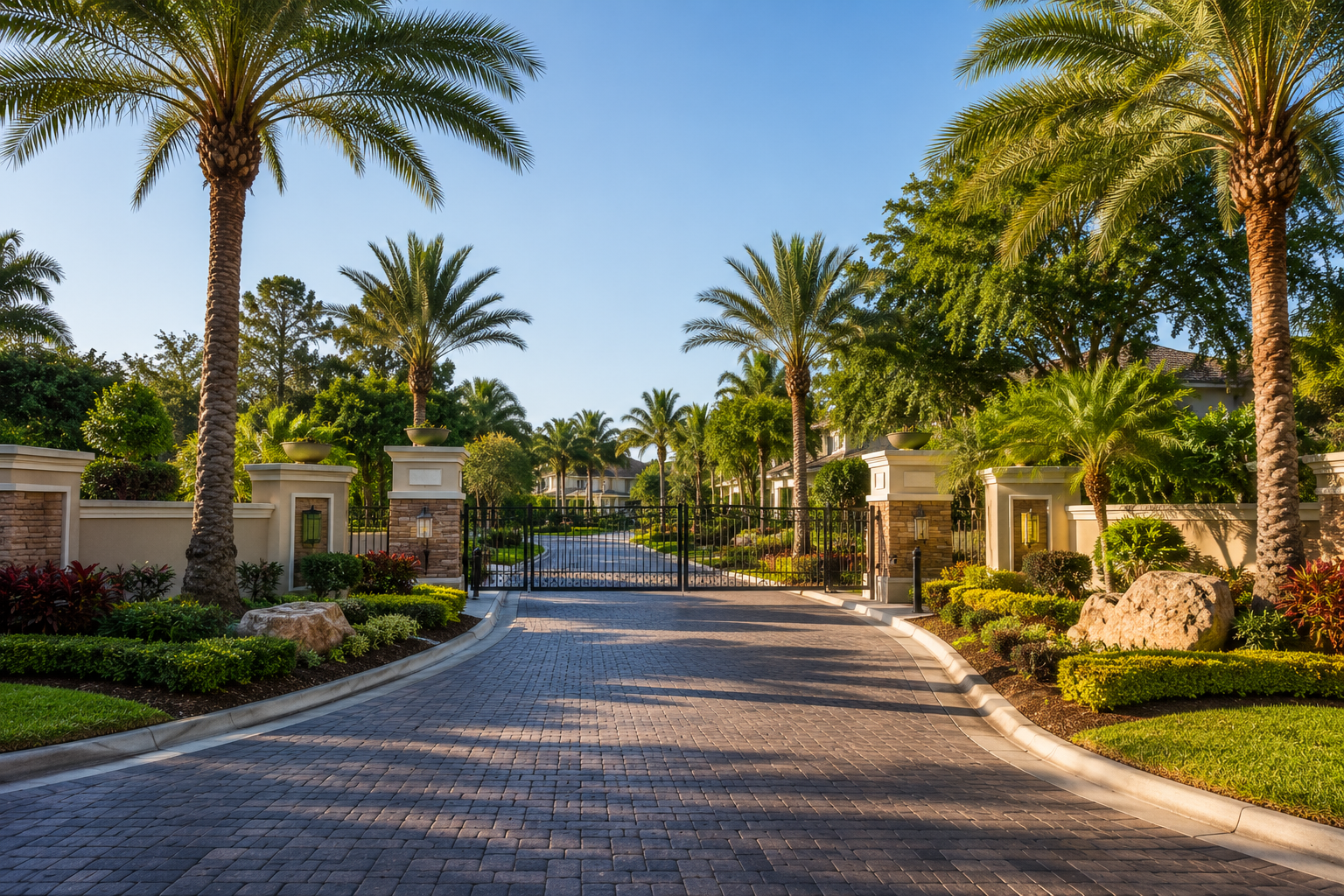 Covered entrance to a resort-style HOA community near Orlando
