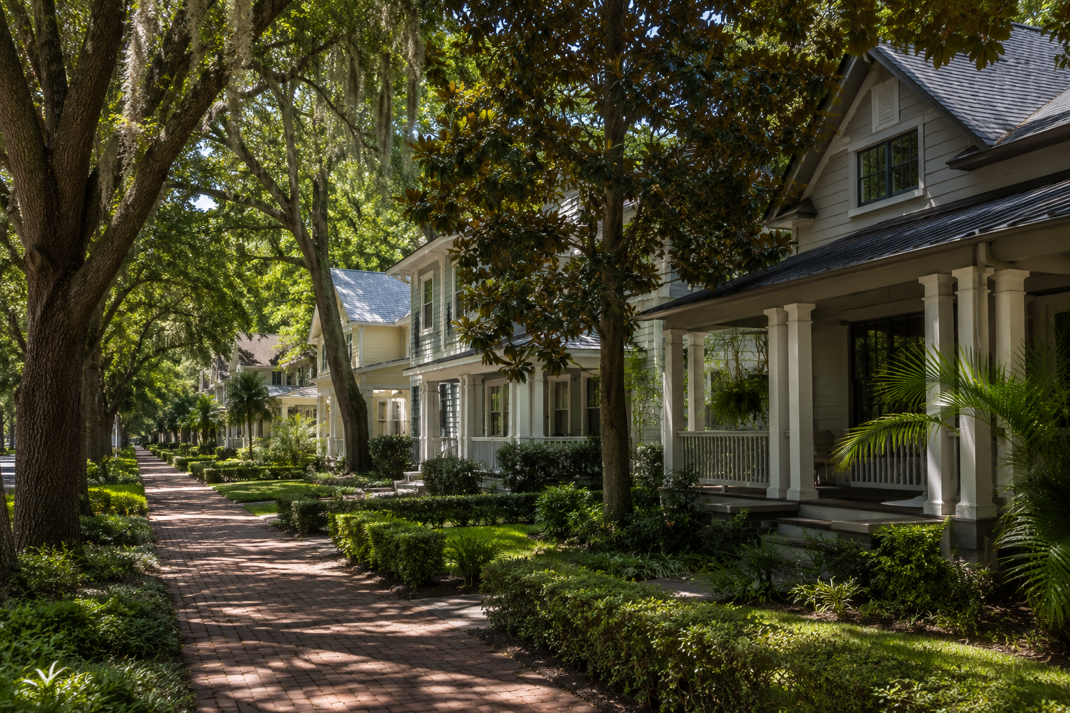 Walkable street in Winter Park Florida neighborhood attractive to downsizing homeowners