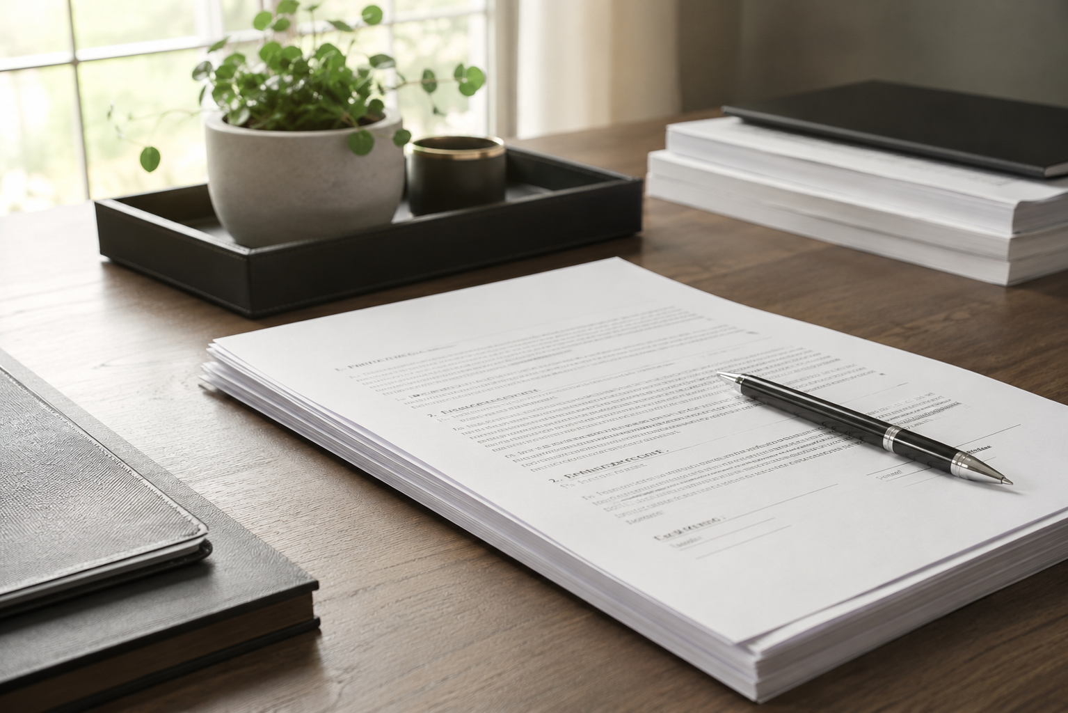 Florida FAR-BAR contract riders document on a clean desk in an Orlando real estate office