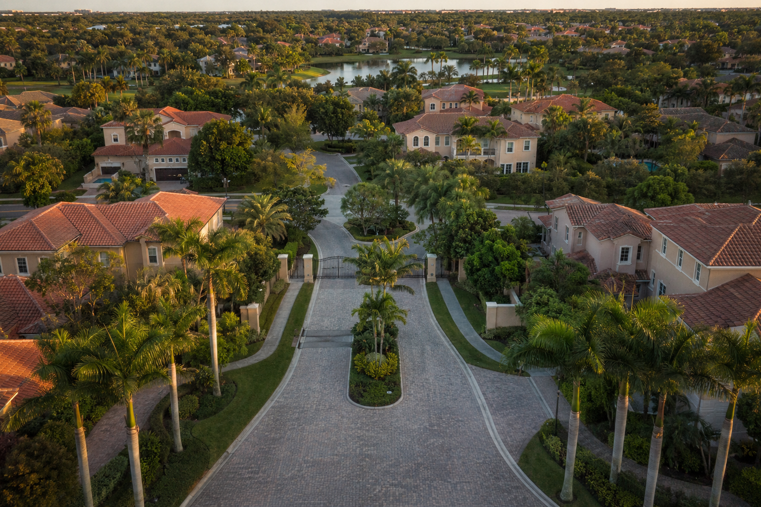 Aerial view of Dr. Phillips Florida gated community near Sand Lake Road