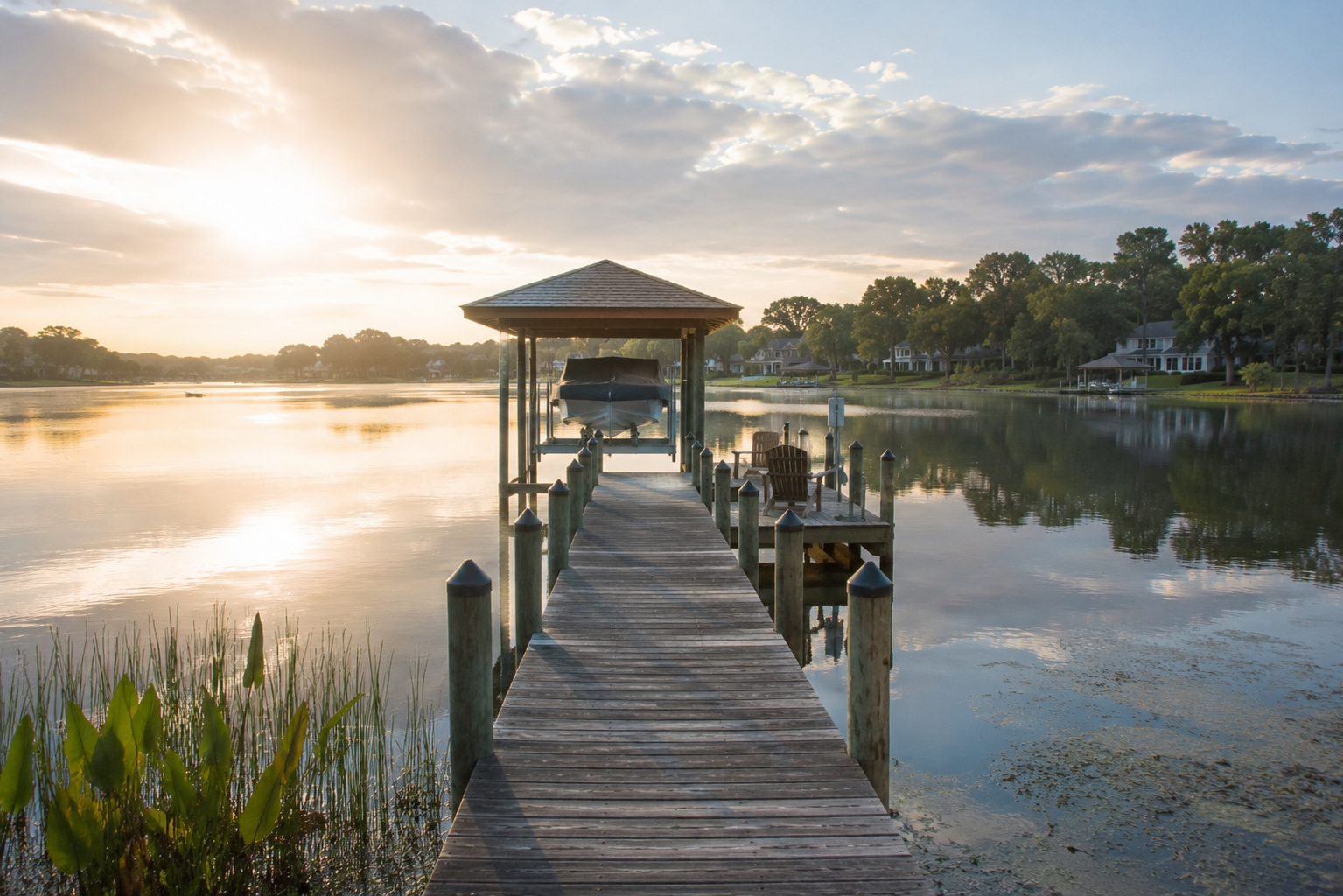 Waterfront dock on the Butler Chain of Lakes near Dr Phillips Orlando