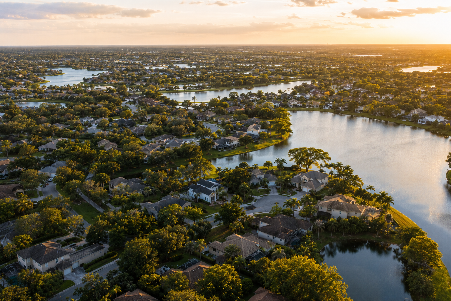 Aerial view of Dr. Phillips and MetroWest neighborhoods in southwest Orlando, Florida