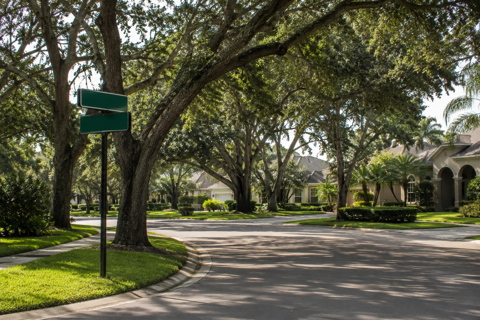 Close-up of a residential street sign in Dr. Phillips Orlando representing school zone boundary verification