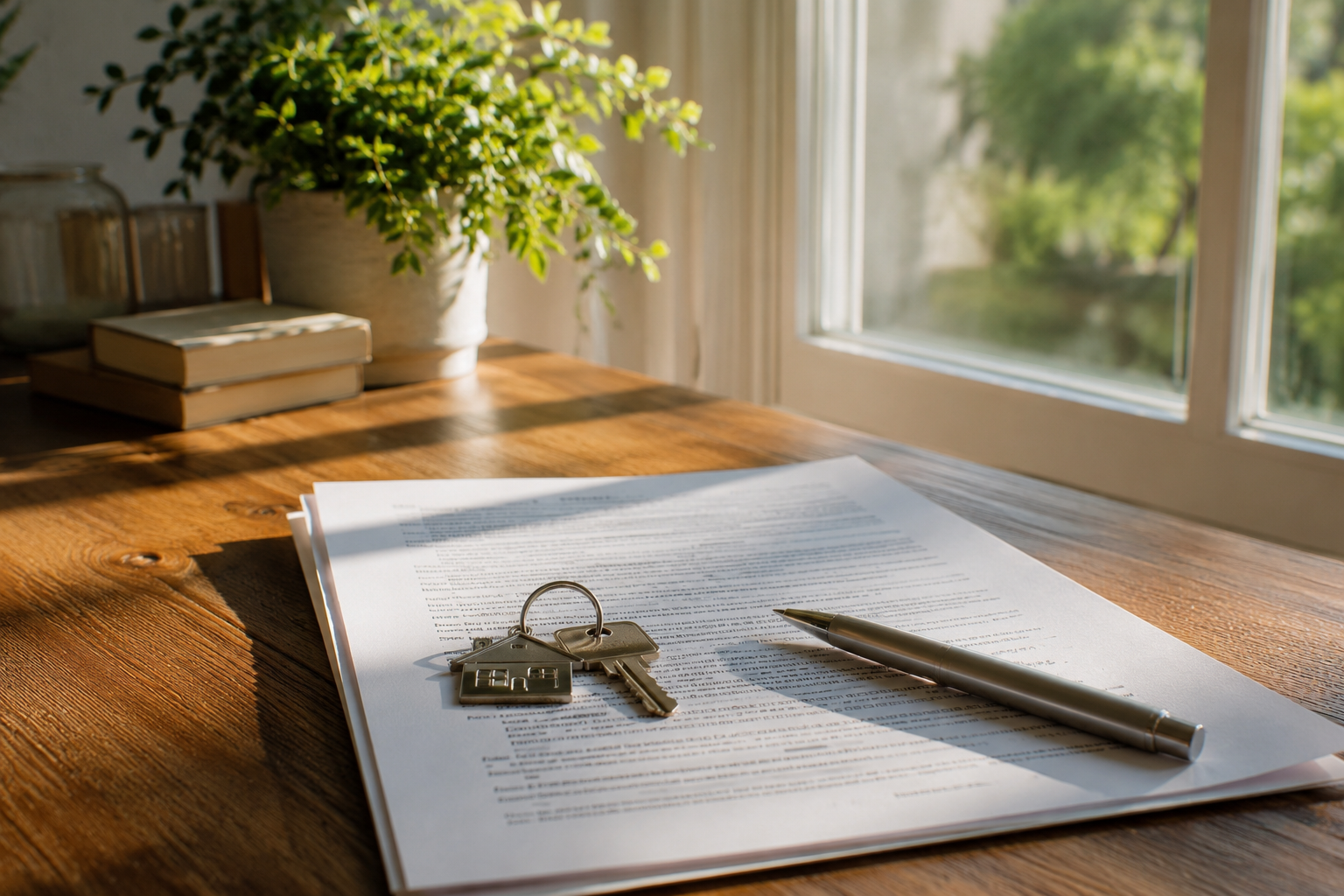 Closing table documents and keys for a Winter Park Florida home sale