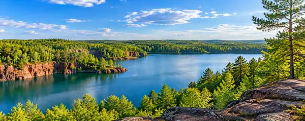 Serene Forest Lake Quarry Panorama