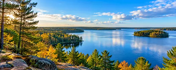 Golden Hour Lake Panorama