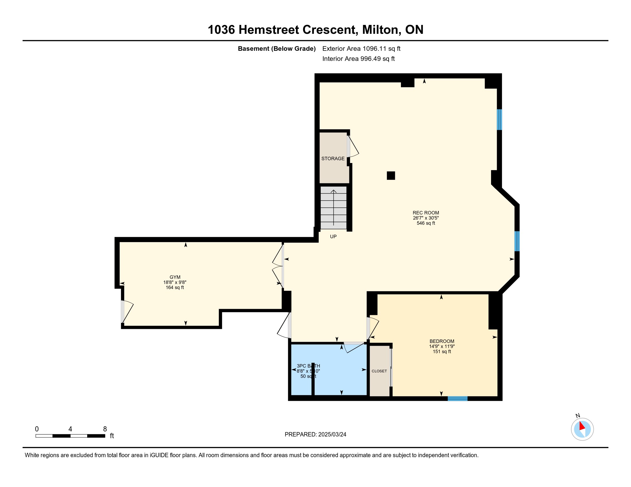 Basement floor plan, 1036 Hemstreet Crescent, Milton