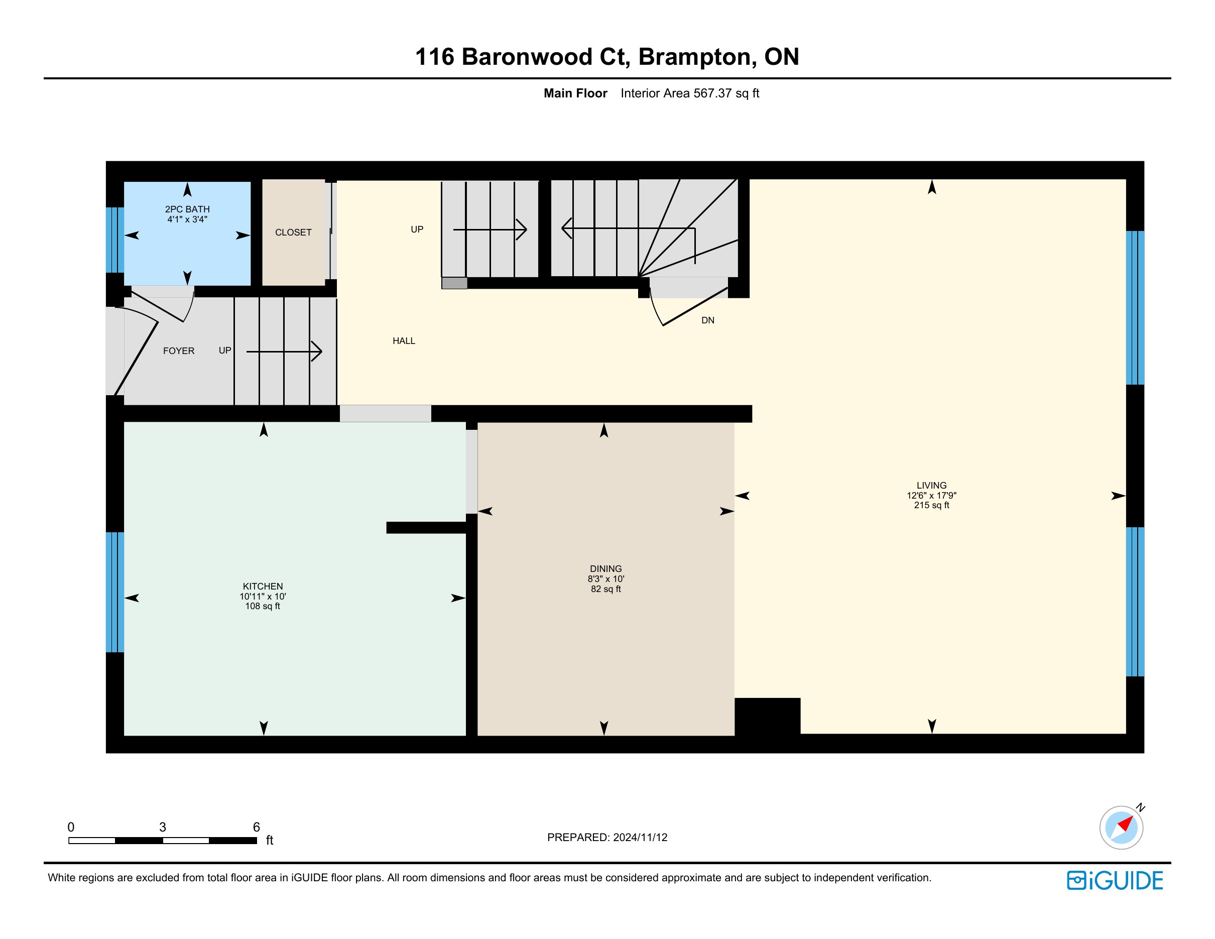 Main Floor floor plan, 116 Baronwood Court, Brampton