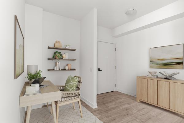 virtually staged Versatile den with large window ideal for home office at Brightwater II Port Credit