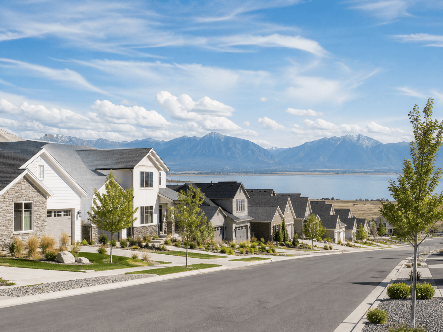 A newer family neighborhood on open land in Syracuse, Utah