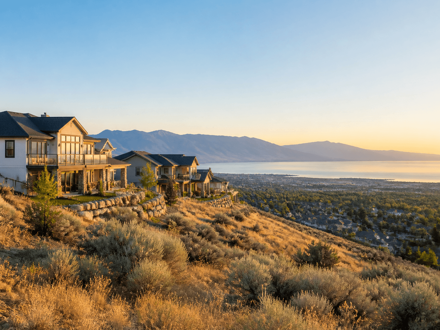 Hillside homes above the valley in North Salt Lake, Utah