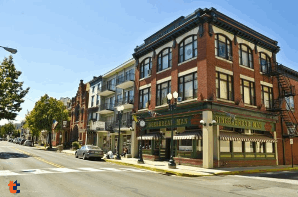Downtown New Cumberland, PA with local shops and community events