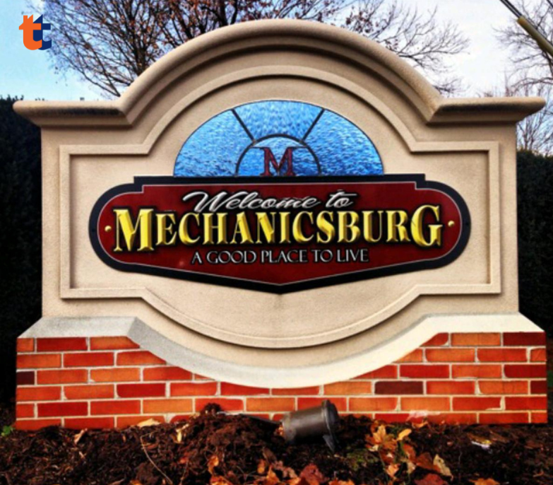 Welcome to Mechanicsburg sign with the slogan "A Good Place to Live"