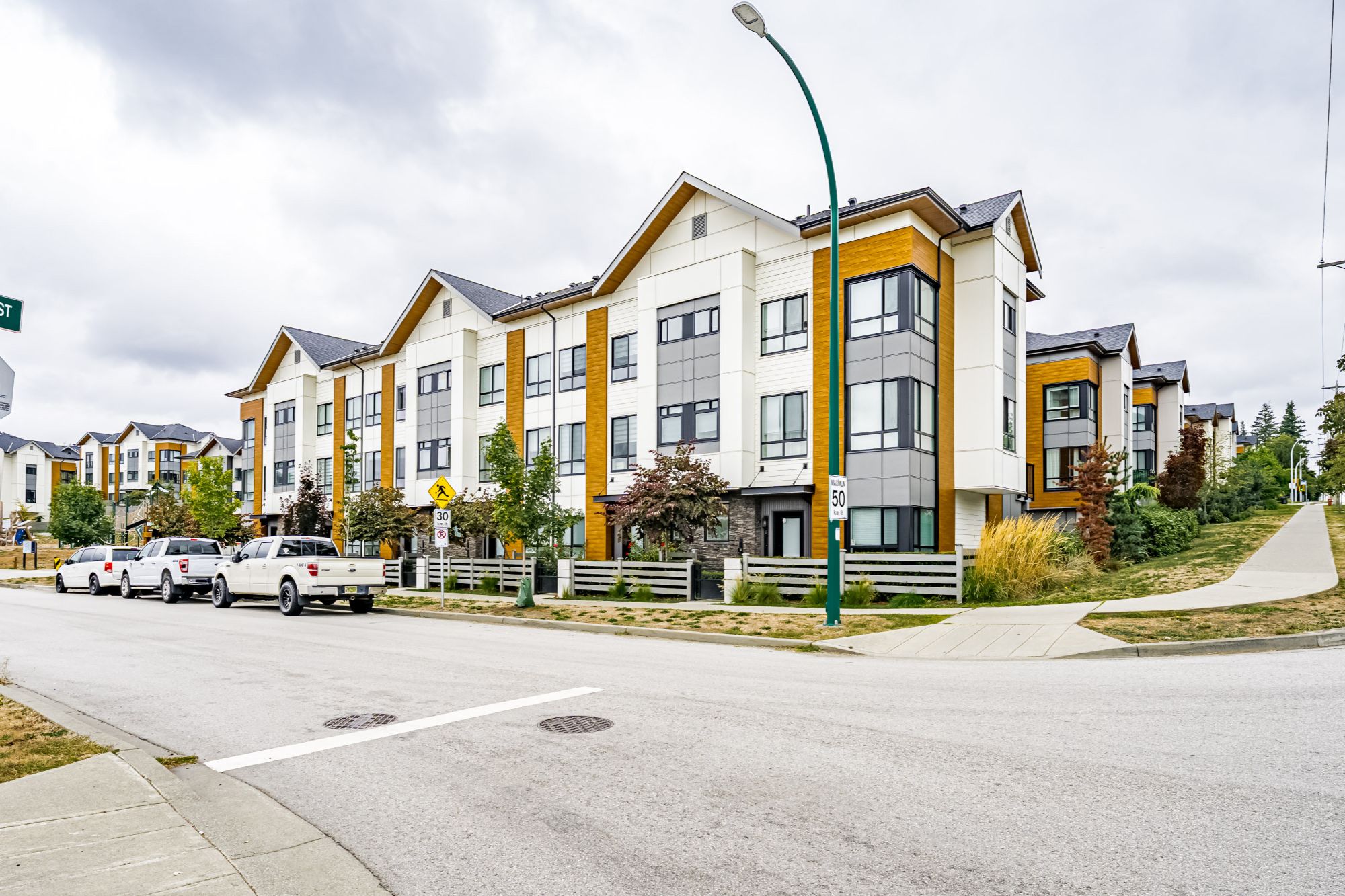 Alderwood 3 townhome exterior Lilac Drive and Macbeth Road in Surrey