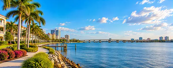 Sunlit Coastal Promenade and Skyline