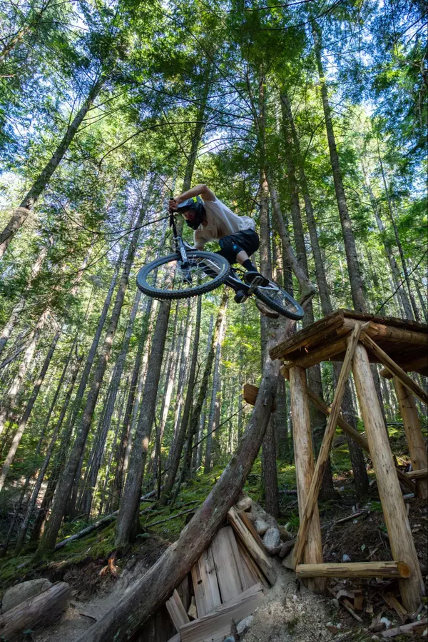 Andrew Roddan Mountain Biking on Mount Mahony. Captured by Tim Banfield