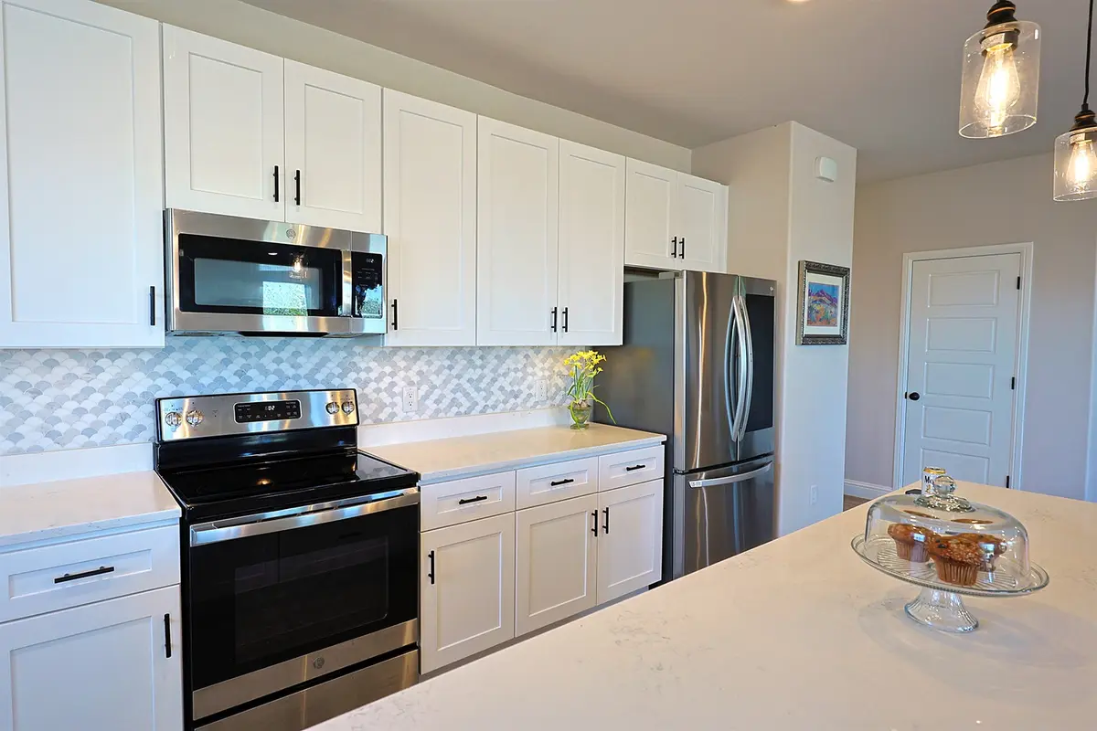 Design Details, Construction, and Care are shown with these stainless steel appliances in the living room