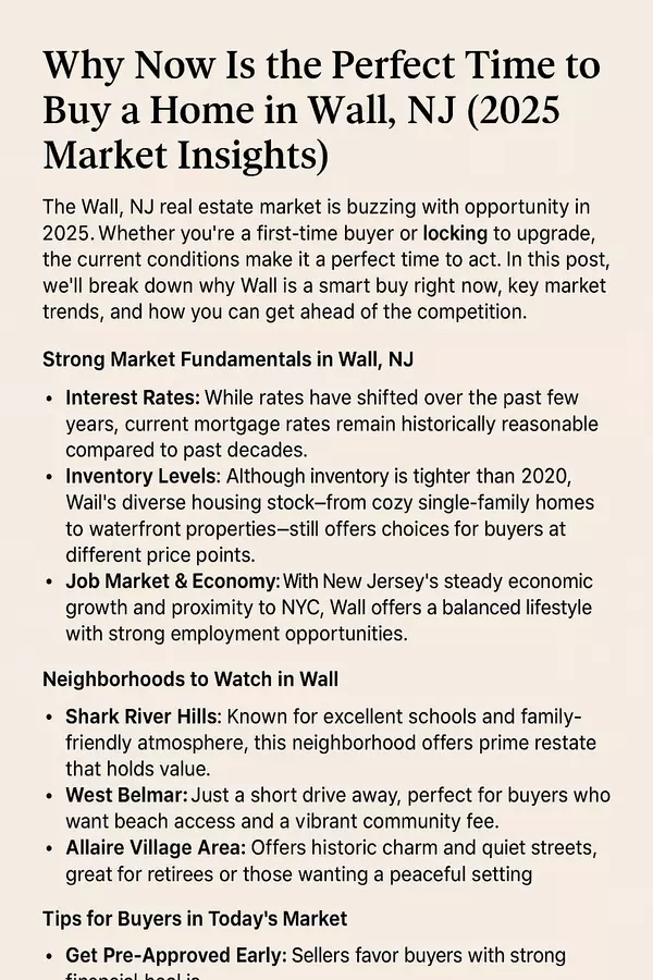 Why Now Is the Perfect Time to Buy a Home in Wall, NJ (2025 Market Insights)