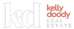 KDRE logo - white w. terracotta, stacked, no URL