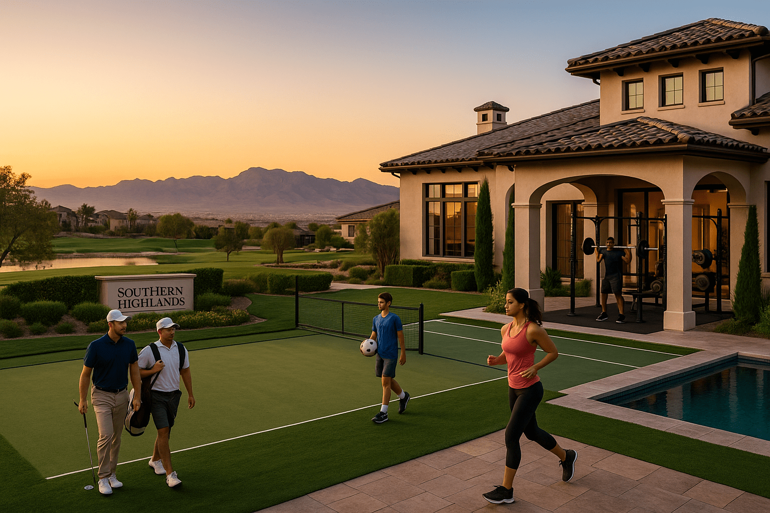 Professional athletes and their families moving to luxury Enterprise Nevada communities with world-class sports facilities including Southern Highlands, Seven Hills, and MacDonald Highlands luxury estates