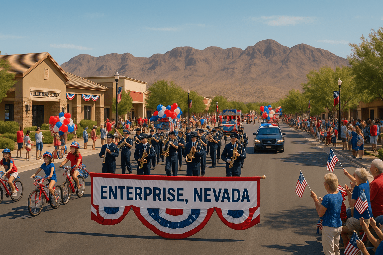 Enterprise Nevada parades featuring Fourth of July patriotic celebrations, community parades, Henderson Heritage Park events, and Southwest Las Vegas family parade activities