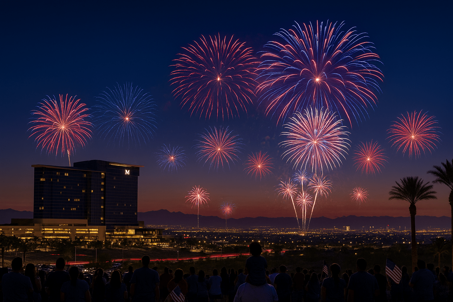 Enterprise Nevada Fourth of July fireworks featuring Southwest Las Vegas viewing locations, M Resort displays, Station Casinos shows, and Independence Day celebrations