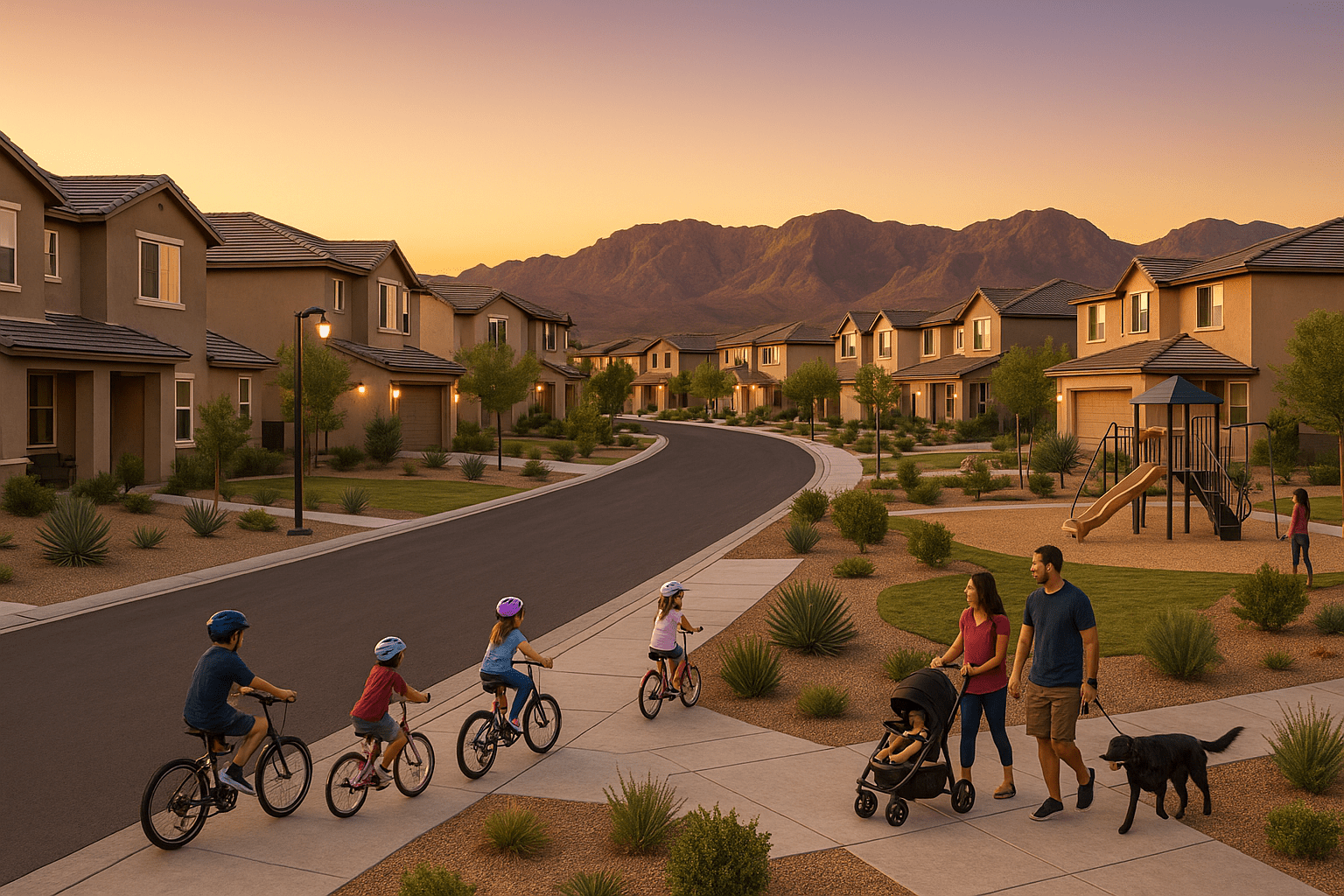 Enterprise Nevada suburban home buying community featuring modern neighborhoods with family-friendly atmosphere and desert mountain views